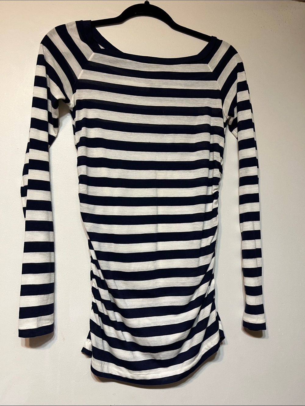 Ralph Lauren RUGBY Navy & White Striped Long-Sleeve Boatneck Top